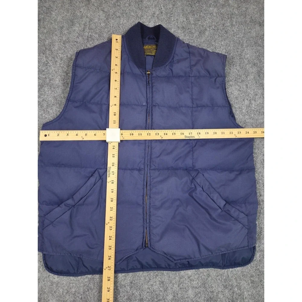 Vintage Eddie Bauer Downlight Vest Mens Large Navy Blue Goose Down Puffer 90s
